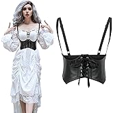 SUOSDEY Women Underbust Corset Belt Elastic Faux Leather Steampunk Renaissance Goth Corset Vest with Straps