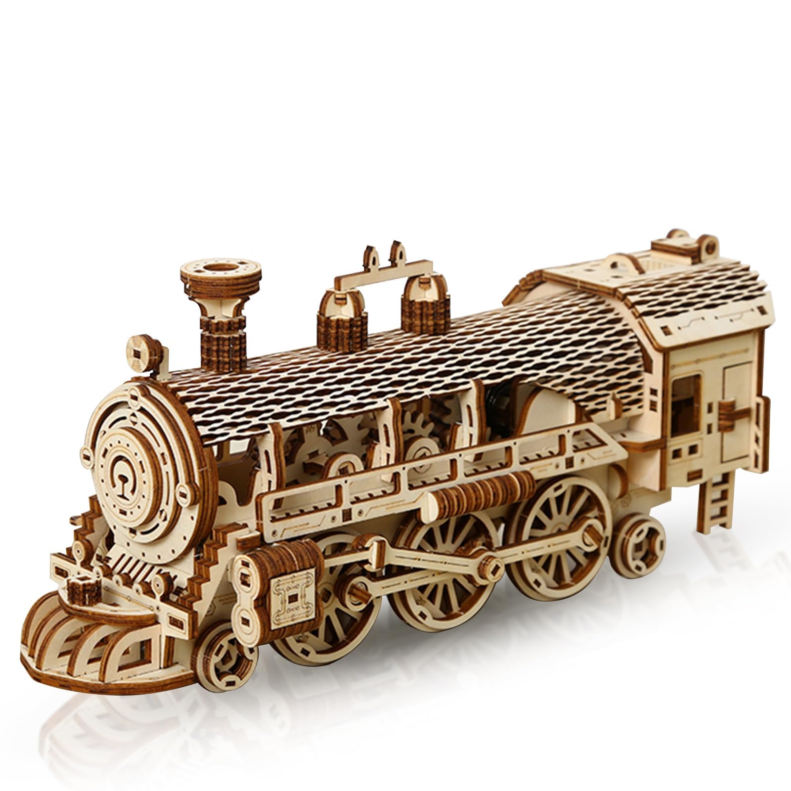Hallisun 3D Wooden Puzzle for Adults, Wood Steam Train Mechanical Gear Model Kit, Mechanical Gear Models Train Model Building, Vintage Construction Craft Set, DIY Christmas Birthday Gifts, 361 PCS — image 1