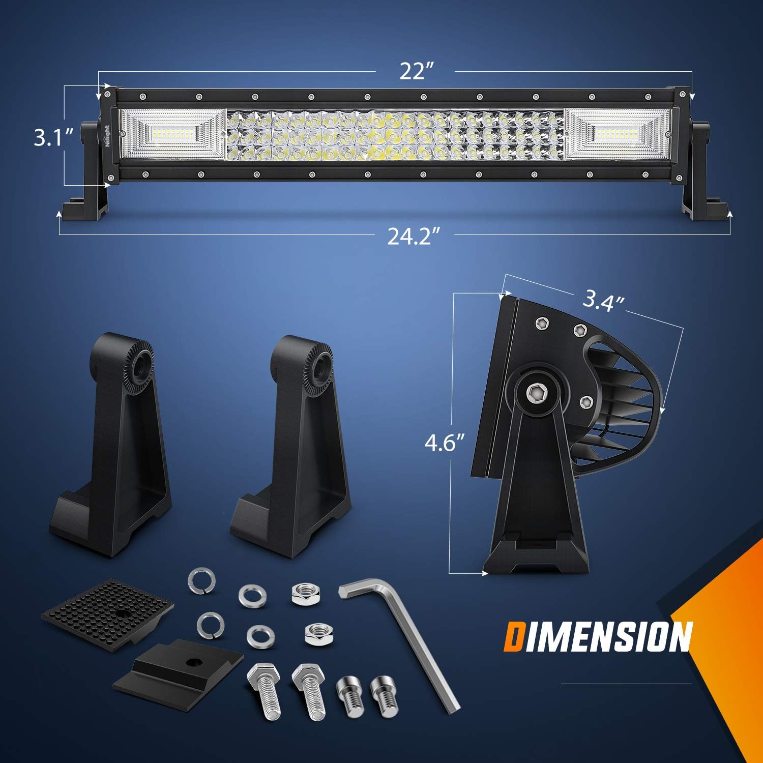 LED Light Bar Nilight 22Inch 270W Triple Row 27000LM Flood Spot Combo Beam Led Bar Driving Lights Boat Lights Super Bright Led Off Road Lights for Trucks,2 Years Warranty: Automotive