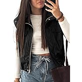 EVALESS Faux Leather Jacket Women Sleeveless Motorcycle Coat Zip Up Vest Jackets Fall Fashion Outfits Winter Clothes