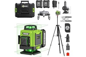 CHISHIB 16 Lines Green Laser Level Kit -4x360° 4D Self-Leveling Cross Line Laser Level, Rotary Base and Accessories for Construction, Home Improvement and Picture Hanging,(Safety Class ll, <1mW power output.)