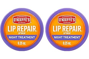O'Keeffe's Lip Repair Night Treatment Lip Balm for Dry, Cracked Lips - 0.25 Ounce Jar (2 Pack) - Moisturizer for Extremely Cracked, Dry Lips