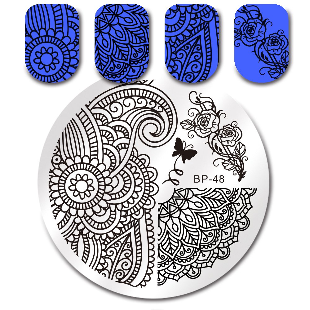Born Pretty Plaque De Stamping Nail Art Th¨me Fleurs Arabesques Pivoines Pochoir BP48