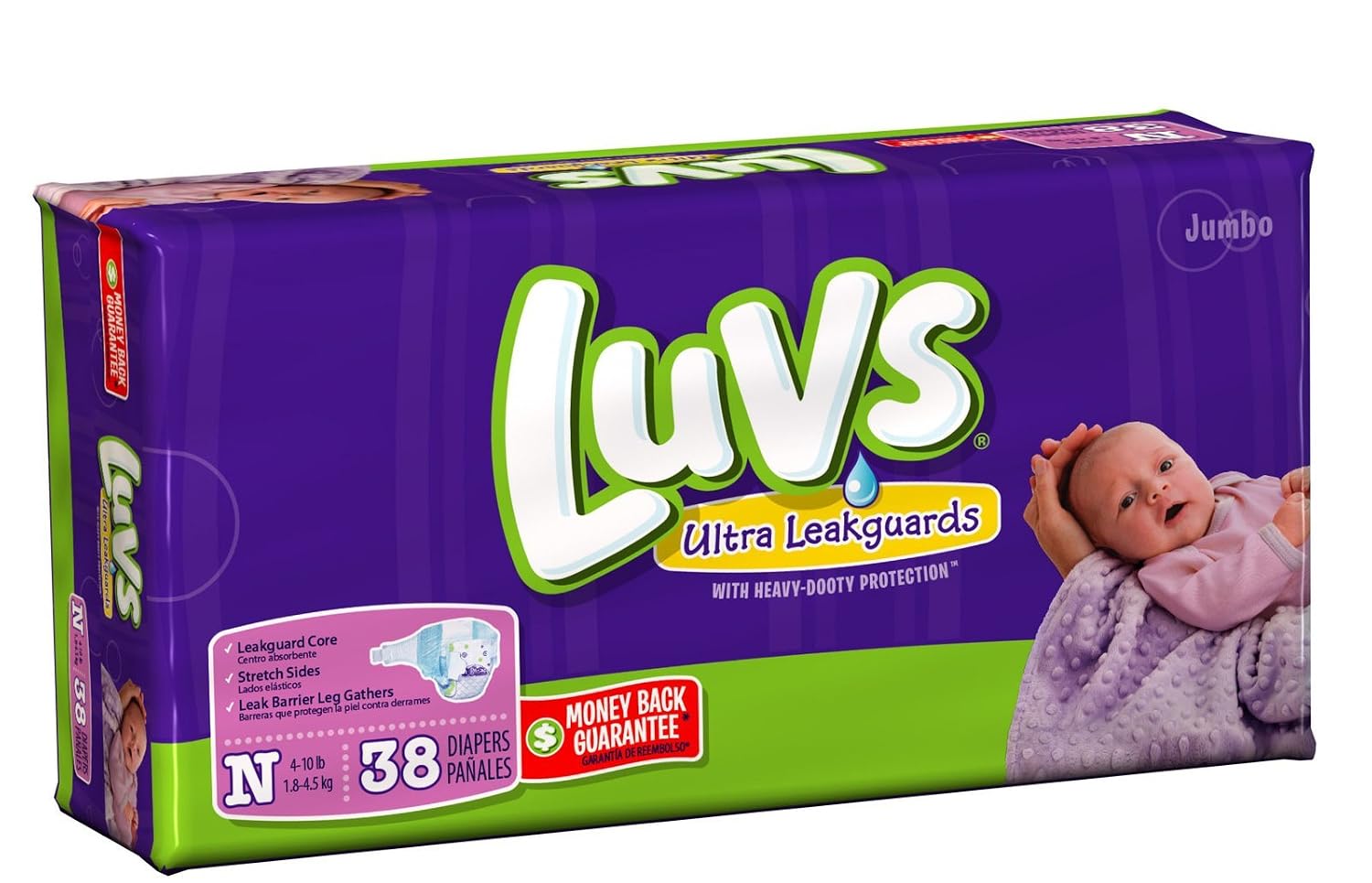 Luvs Ultra leakguards size n diapers - 38 ct (037000263388)