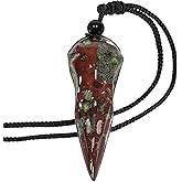 Nupuyai Handcraved Crow Skull Crystal Necklace for Women Men Polished Stone Raven Pendant Necklace Crystal Bird Amulet for Reiki Healing Mediation