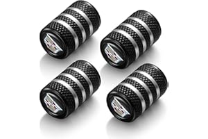 Fiuwrs Tire Valve Stem Cap Cover Fit for Cadillac CT4 CT6 XT5 CTS XTS SRX ATS DTS STS Belt O-Ring Seal Corrosion Resistant Tire Air Cover Car Accessories 4 Pc Black