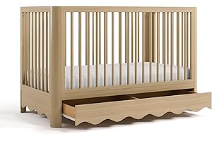 Storkcraft Casablanca Convertible Crib with Drawer and Toddler Guardrail (Driftwood) – GREENGUARD Gold Certified, Toddler Bed Conversion Kit Included, Fits Standard Crib Mattress, Crib with Storage