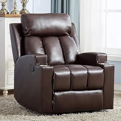 ANJ Breathable PU Leather Recliner Chair with 2 Cup Holders