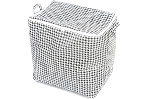 Houndstooth Zipper Storage Bag | Collapsible Fabric Organizer for Clothes, Bedding & Home Storage, Dust-Proof Closet Bin 316