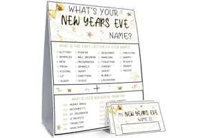 BIRTDERR What's Your New Years Name, 1 Game Sign and 30 Name Stickers, Birthday Decor for Kids Party, Family Funny Games