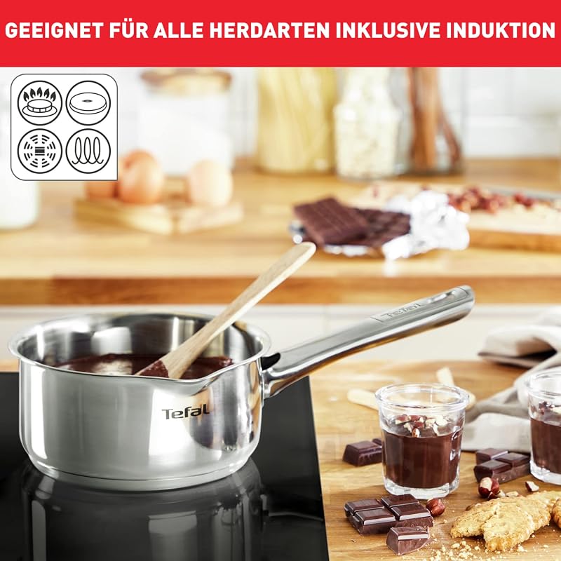 Duetto Topfset Induktion 9-teilig, robuster und hochwertiger Edelstahl, Induktions Töpfe Set mit Siebdeckel, backofengeeignet bis zu 260°C (ohne Deckel), für alle Herdarten geeignet, A705S9