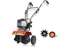 PROYAMA Gas Tiller Cultivator, 40cc 4-Cycle Garden Tiller, 2 in 1 Cultivator with Edger, Adjustable Width and Depth