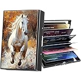 ACWDMKH Metal Wallet,Credit Card Holder for Women Men,RFID Blocking Card Holder Wallet Mini Slim Aluminum Wallet ID Case Hard Card Case Business Card Holder Case,Watercolor White Horse