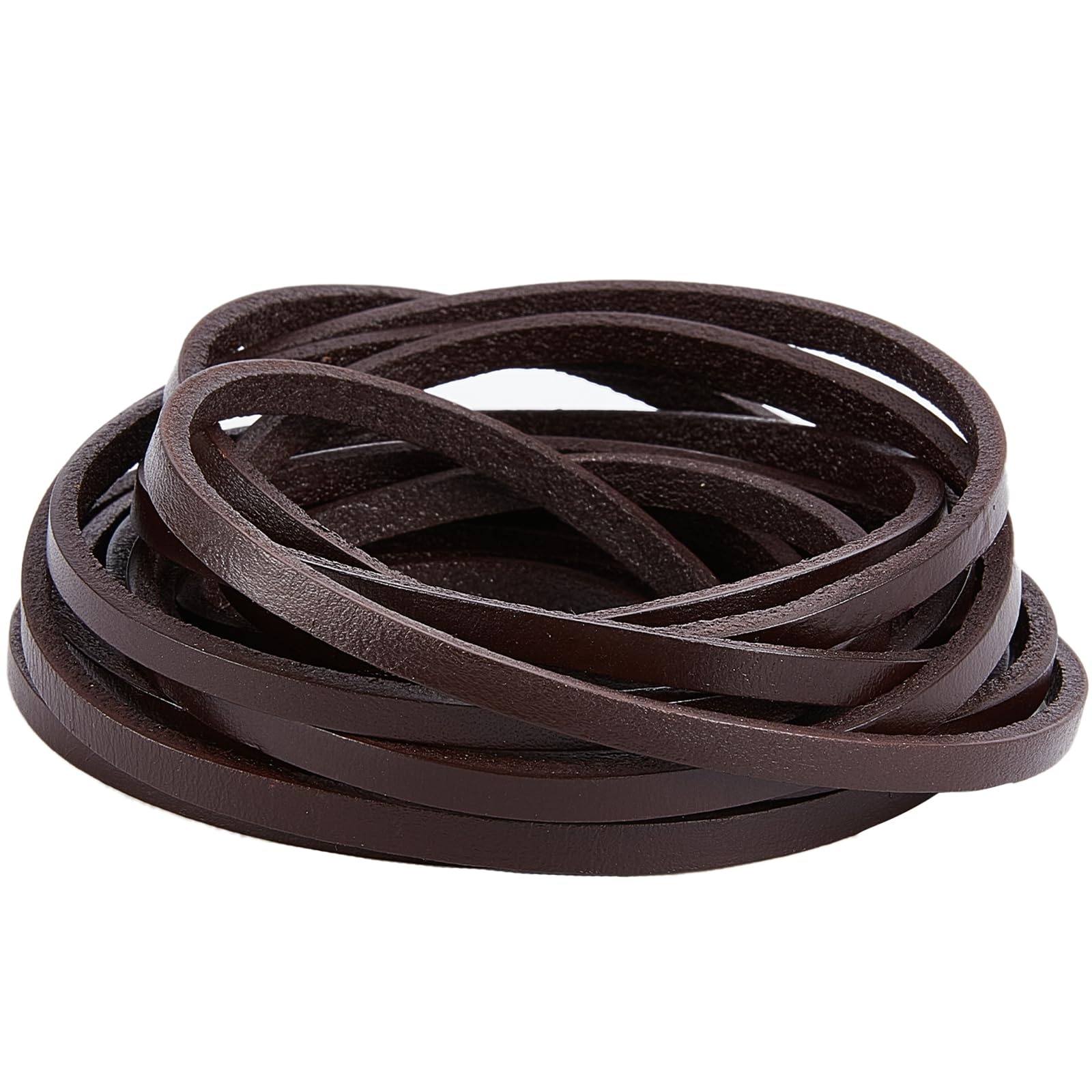 GORGECRAFT 5M Genuine Leather Cord 5mm Wide Flat Cowhide Leather Cord Belt Wrap Single Sided Flat Cord Leather String Roll for Diy Crafts Jewelry Necklace Braided Bracelets, Coconut Brown — image 1