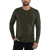 X RAY Men's Men's Henley Shirts Long Sleeve, 95% Cotton Stretch Basic Slim Fit Henley Shirts for Men