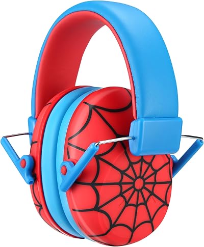 ProCase Kids Noise Cancelling Headphones Red Blue NRR 24dB Adjustable