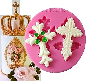 Anyana HOLY COMMUNION BAPTISM christian CROSS mould cake Fondant gum paste mold for Sugar paste gumpaste cupcake decorating topper decoration sugarcraft sugar biscuit decor