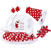 4Pcs Newborn Baby Girls Christmas Outfit Headband Romper Tutu Dress Leg Warmer Set for Baby Girl 0~24 Months