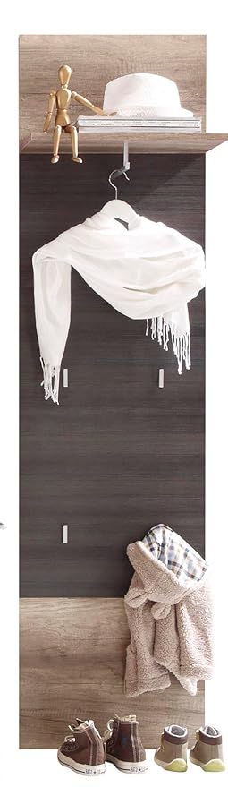 trendteam Garderobe Gardrobenpaneel Polo, 50 x 191 x 26 cm in Eiche Monument Dekor, Absetzung Touchwood Dunkelbraun mit vier 