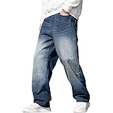 JMIERR Men's Baggy Jeans Wide Leg Skater Hip Hop Denim Pants Loose Fit Streetwear