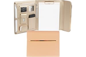 BLU MONACO Vegan Leather Portfolio Binder for Women - Professional Padfolio with Gold Trim, Business Case for Documents