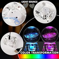 FIMAGO 3D Solar System Crystal Ball with LED Base