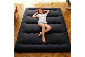 COMFLIVE Japanese Futon Mattress - 4" Thicken Floor Mattress, 5-Layer Foldable Tatami Sleeping Pad with Storage Bag & Straps - Futon Mattresses for Kids, Adults, Dorm, Guest Room, Camping(Twin, Black)