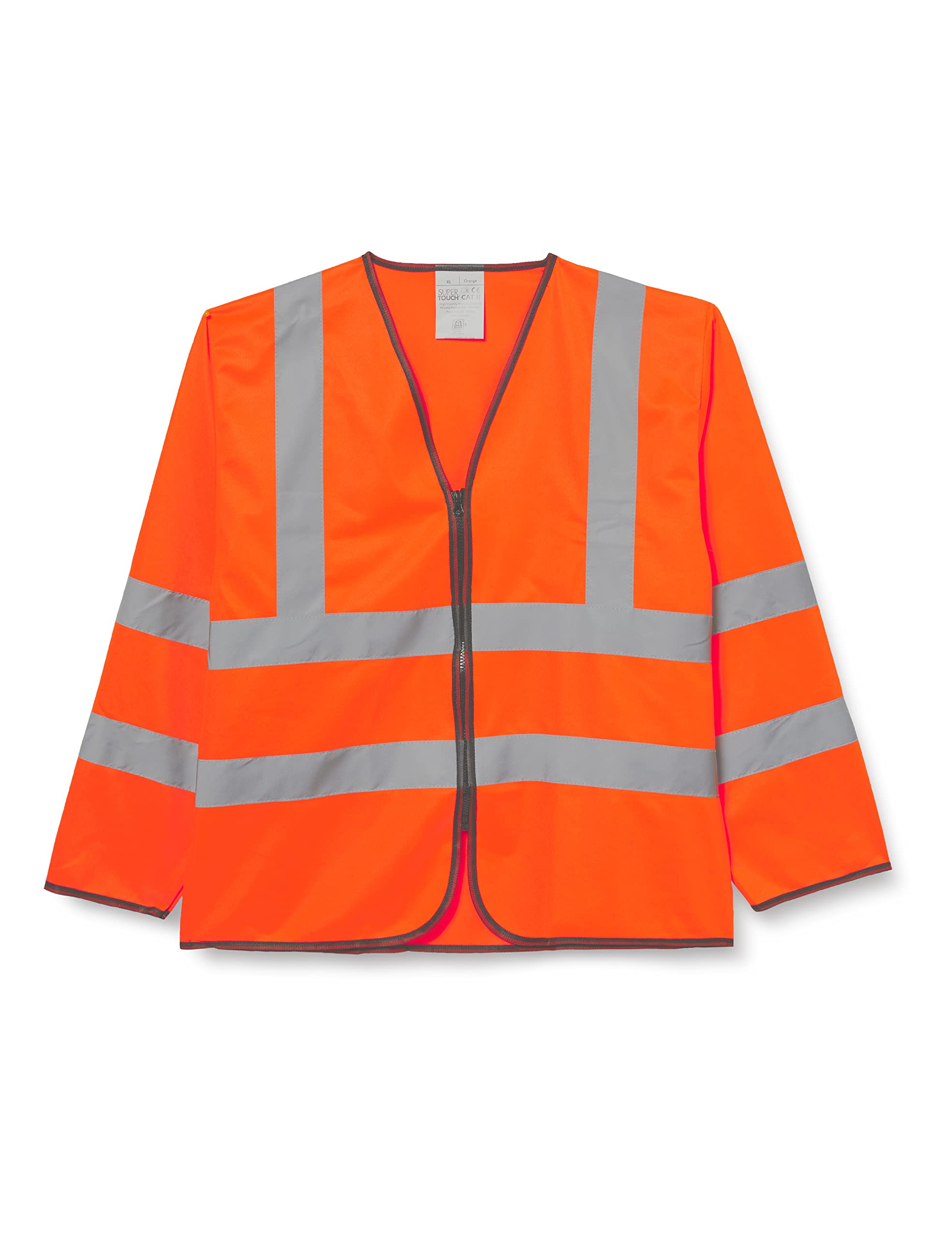 Supertouch 32684 Long Sleeved Hi Vis Zip Vest, X-Large, Orange
