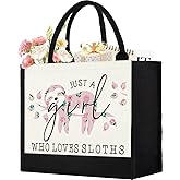 Canvas Tote Bag for Women, Cute Sloth Gifts for Sloth Lover, Animal Lover Gift Aesthetic Bag Reusable Grocery Bag, Birthday Christmas Gift for Mom Daughter Friends Sisters Bestie Who Loves Sloths