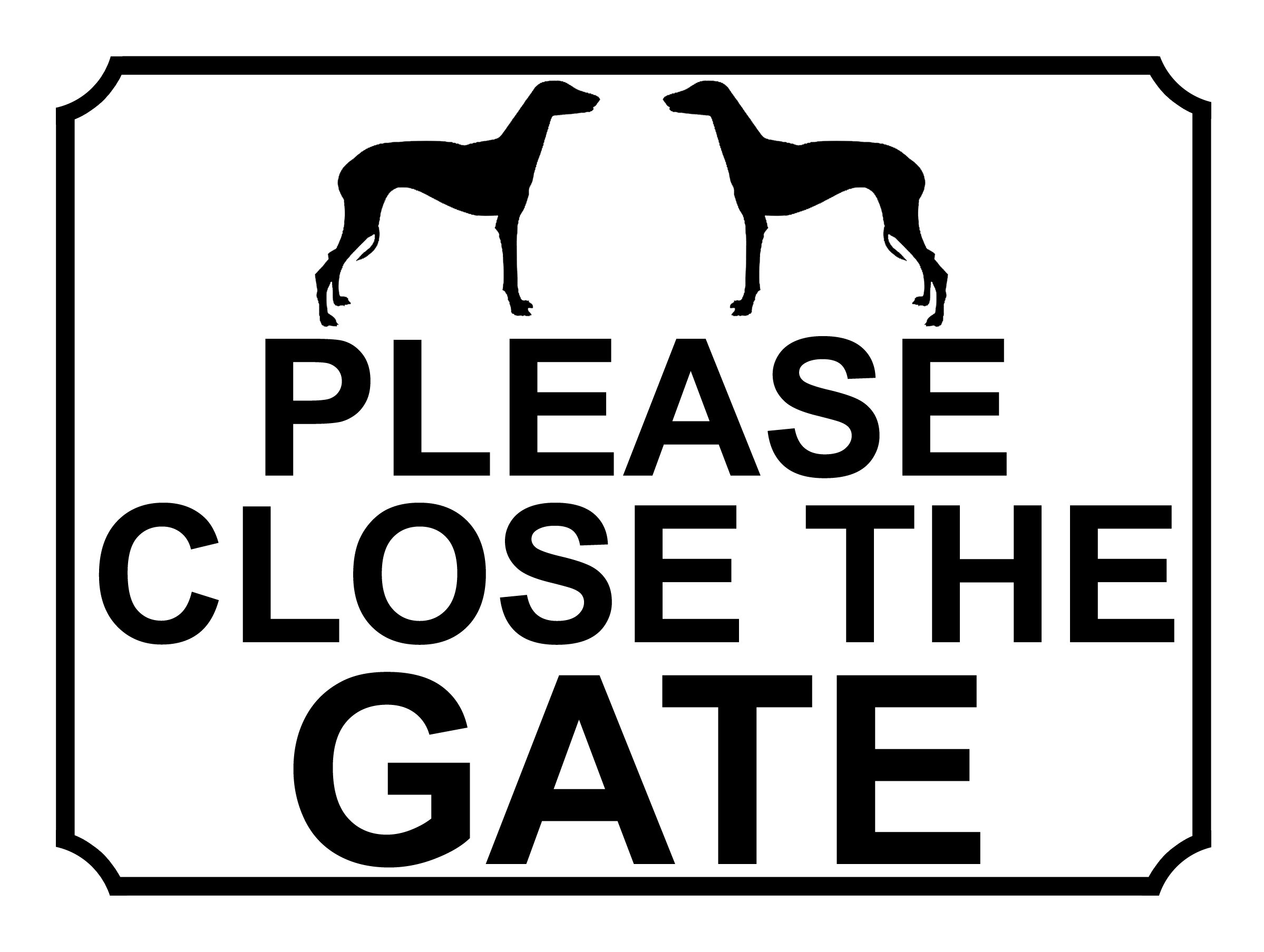 SHAWPRINT PLEASE CLOSE THE GATE DOG THEME METAL SIGN 200MM X 150MM (506H1)
