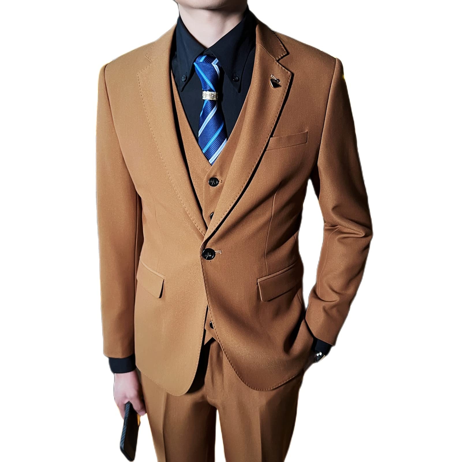 Wenergy フォーマル スーツセットアップ  4XL H888キャラメルの商品画像