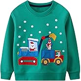 DDSOL Toddler Boy Sweatshirt Ugly Christmas Sweater Truck Shirt Kids Xmas Pullover Reindeer Santa Tops 2-7 Years