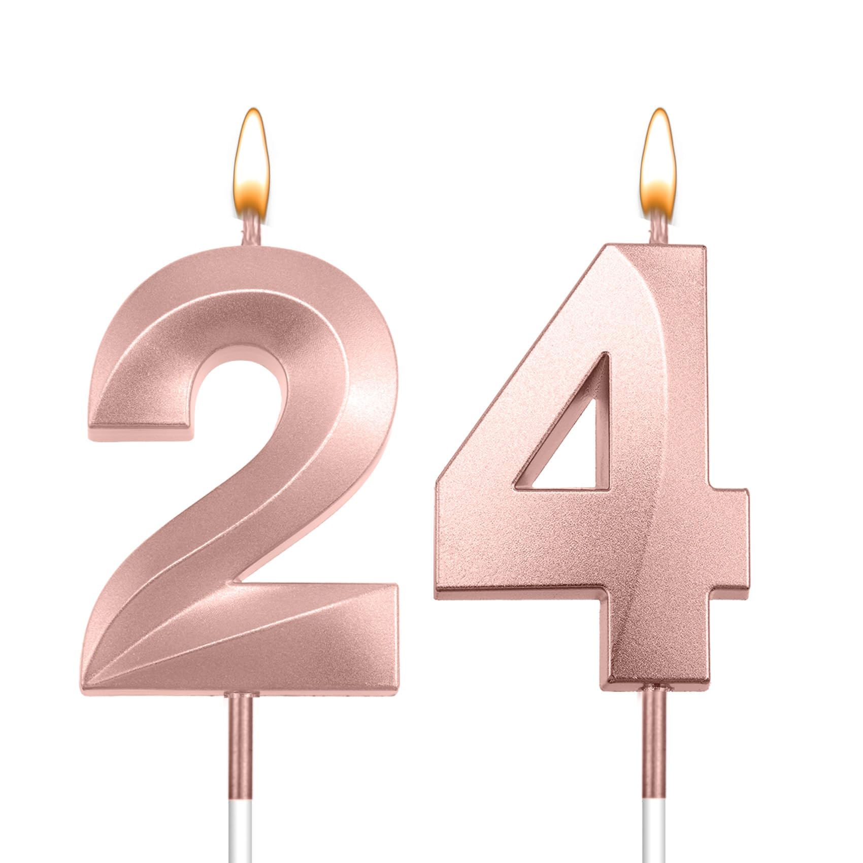 Photo 1 of 24 Candles for Birthday Cakes Rose Gold 24th Birthday Candles Happy 24th Birthday Decorations for Women Men 24 Cake Topper Twenty Candle for 24 Anniversary Velas para Boda 24