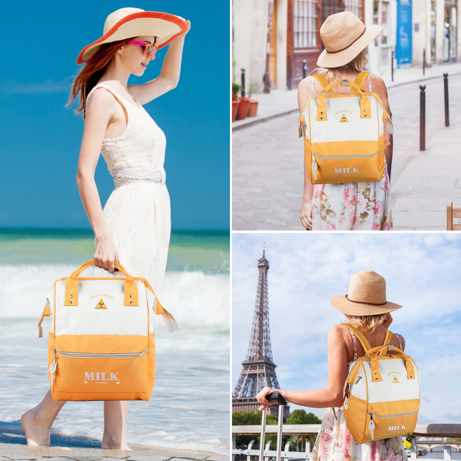 ZOMAKE 15.6 Inch Travel Laptop Backpack for Women Men - Anti Theft Water Resistant Bag Daypack - Computer Bag Business Work Cute Backpacks(Cheese)