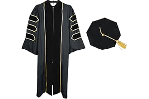 GradPlaza Doctoral Graduation Gown and Doctoral Tam 8 Side with Gold Piping for University