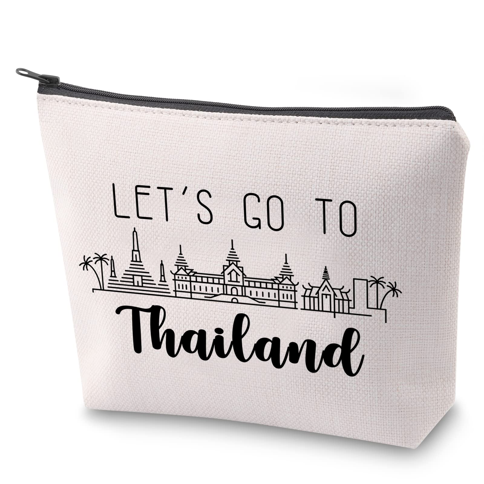 Thailand Trip Travel Case Besties Trip Gift Let’s Go to Thailand Makeup Bag with Zipper Travel Vacation Gift