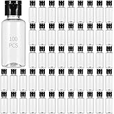 100 PCS 1OZ Travel Bottles with Flip Cap - 30 ml Clear Plastic Travel Size Containers, Portable Leak Proof Squeeze Bottles Refillable Empty Cosmetic Containers for Liquid Shampoo Lotion, Black