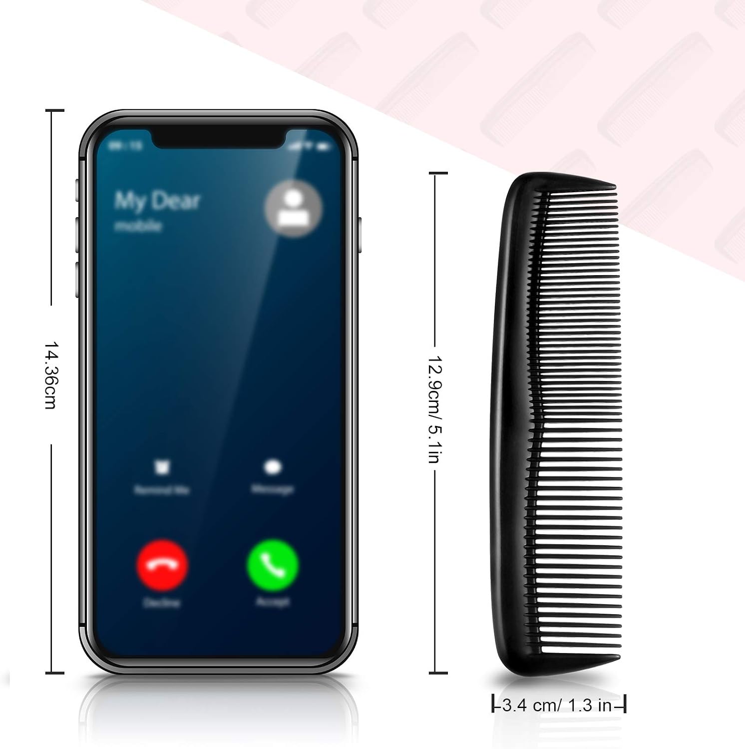 Patelai 4 Pcs Hair Combs Men Plastic Pocket Combs Fine and Standard Tooth for Women Men Hair Care Tool Fine Dressing Styling Hairdressing Barber Salon(Black) - Image 3