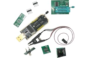 FBHDZVV CH341A 24 25 Series Flash Module DIY Kit SOIC8 SOP8 Test Clip Flash IC Clips SPI Flash 1.8V Adpter SOP8 SOIC8 to DIP8 Adapter Socket Converter Programmer BIOS with USB Programmer Kit