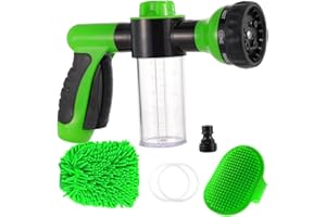 Kamirola High Pressure 8 in 1 Car Wash Brush Foam Gun,Garden Hose Nozzle Foam Cannon Bottle Soap Sprayer,Lawn, Car Wash, Cleaning，Patio, Pet Bathing