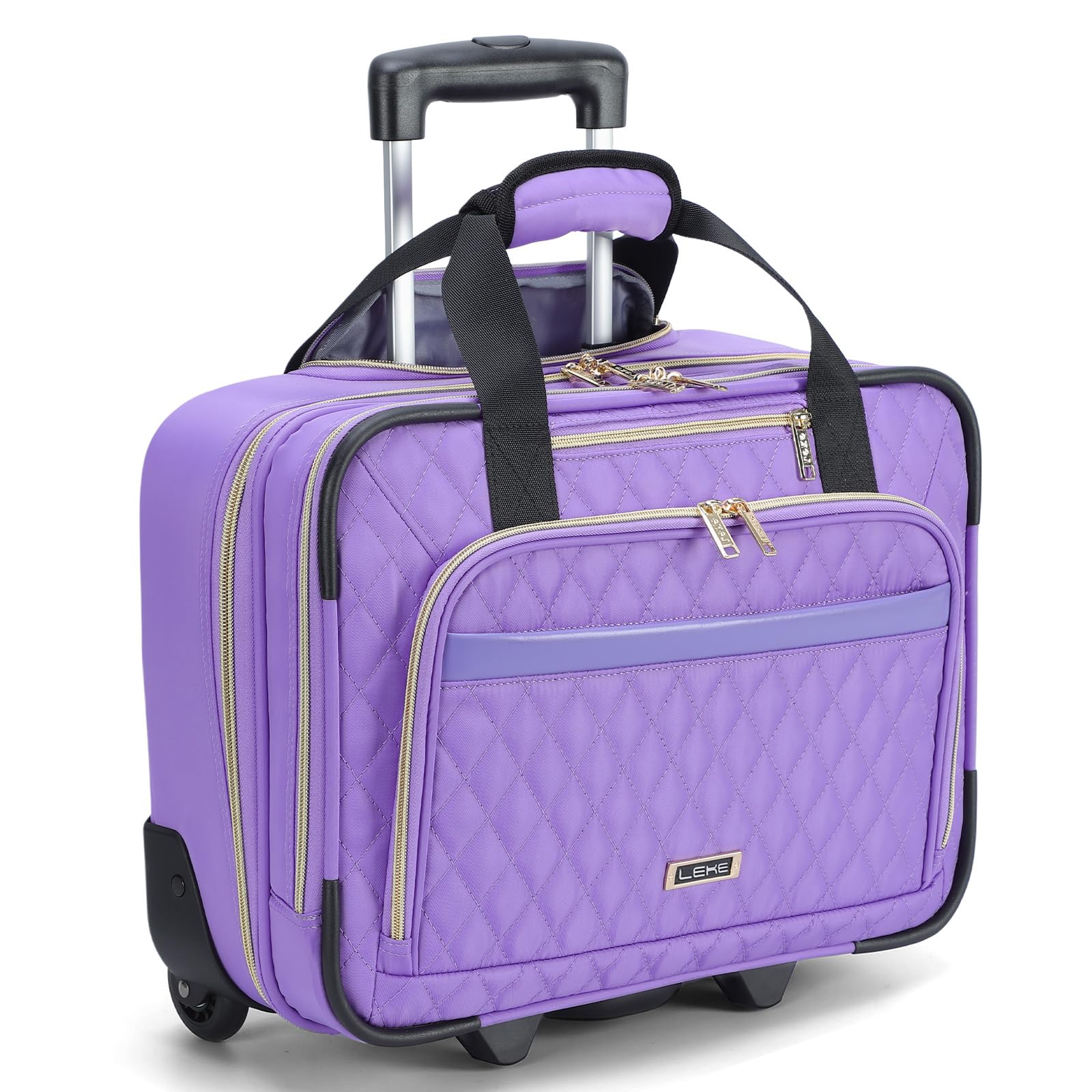 Photo 1 of Lekebobor Rolling Laptop Bag - Rolling Laptop Briefcase on Wheels for Women Fits Up to 15.6Inch Rolling computer Bags Water Resistant for Work Travel and Business,Pink