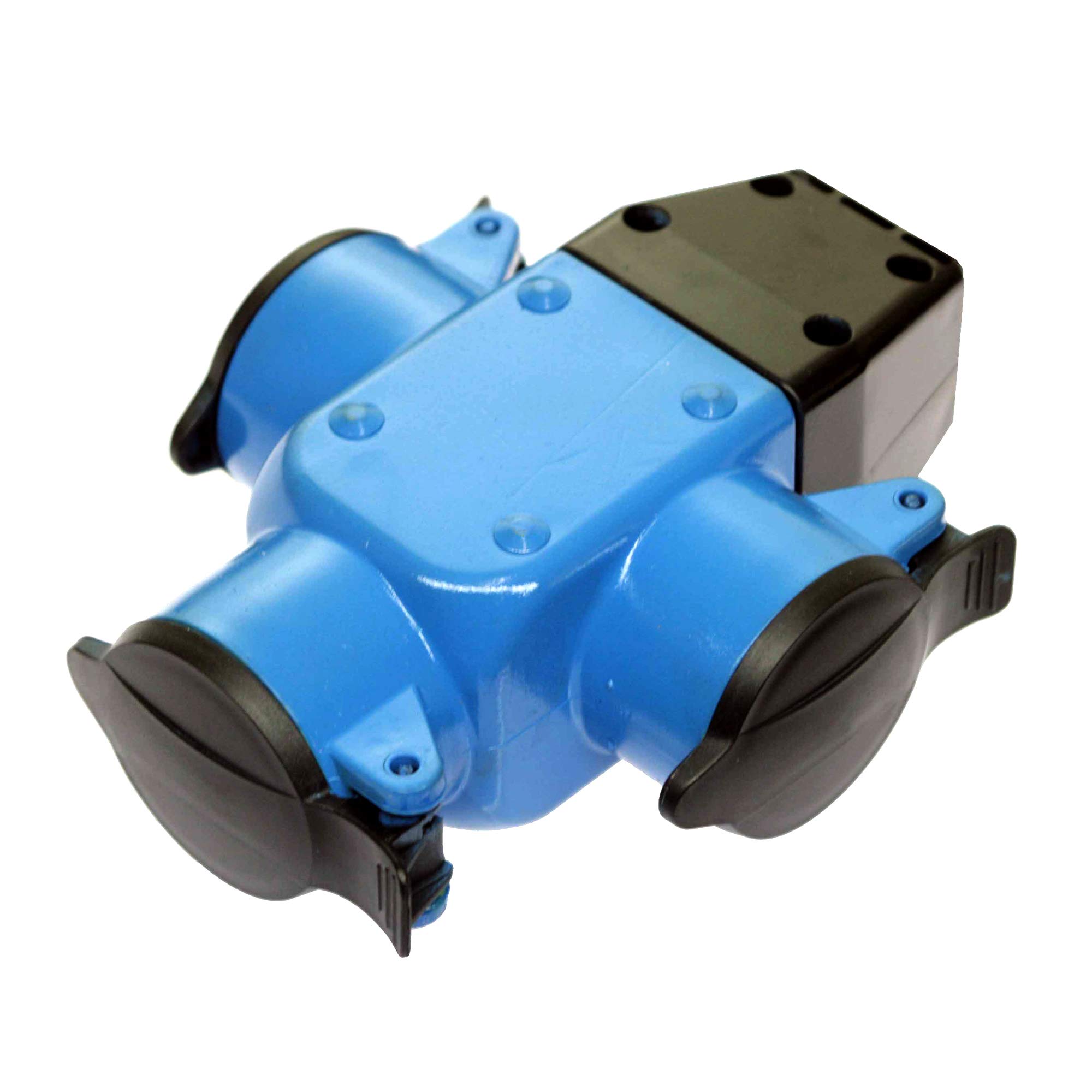 3-Way Splitter Socket, Rubber, Blue, IP44, AS – Schwabe 60057