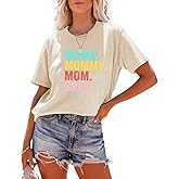 Mama Shirts for Women Mama Mommy Mom Bruh Shirt Funny Graphic Tee Tops Casual Short Sleeve Mom T-Shirt
