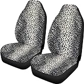 TOADDMOS Snow Sliver Grey Leopard Animal Print Front Seat Covers for Car Truck SUV,Universal Fit Bucket Seat Covers for Men Women,Auto Interior Accessories Decor