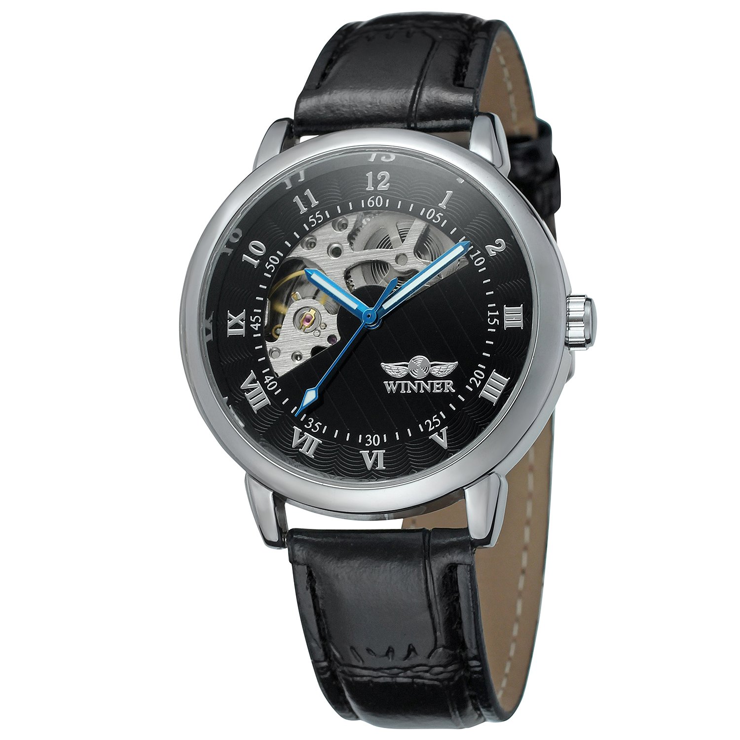 FORSINING Men's Automatic Movement Skeleton Leather Strap Mechanical Classic Wrist Watch WRG8059M3S2