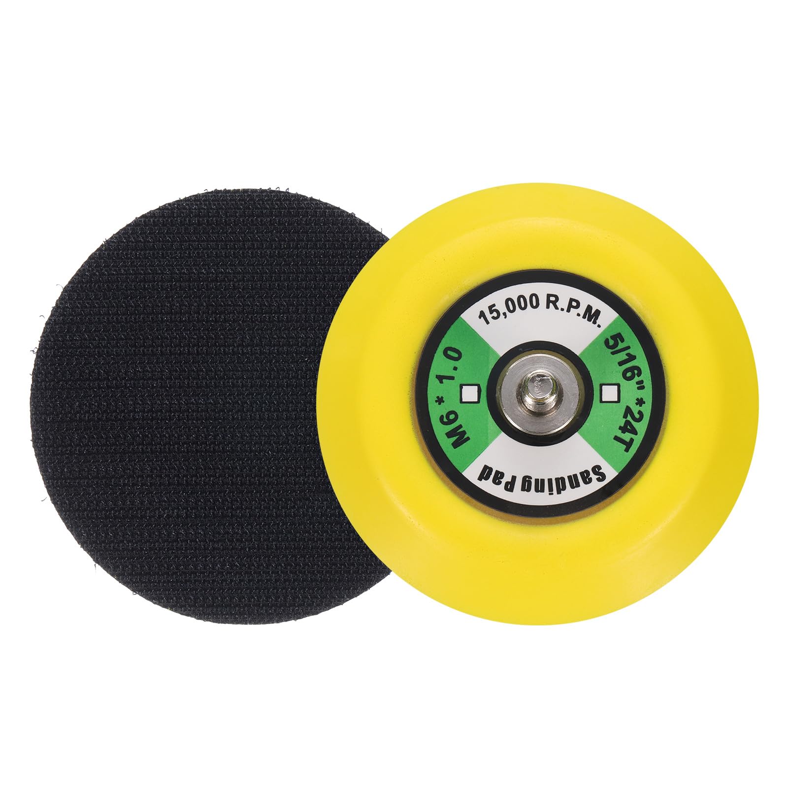 Sourcingmap 3 Inch Hook and Loop Backing Sanding Pads with M6*1mm Thread for Diamond Sanding Finishing Polishing Buffing Pads, Yellow + Black 2pcs