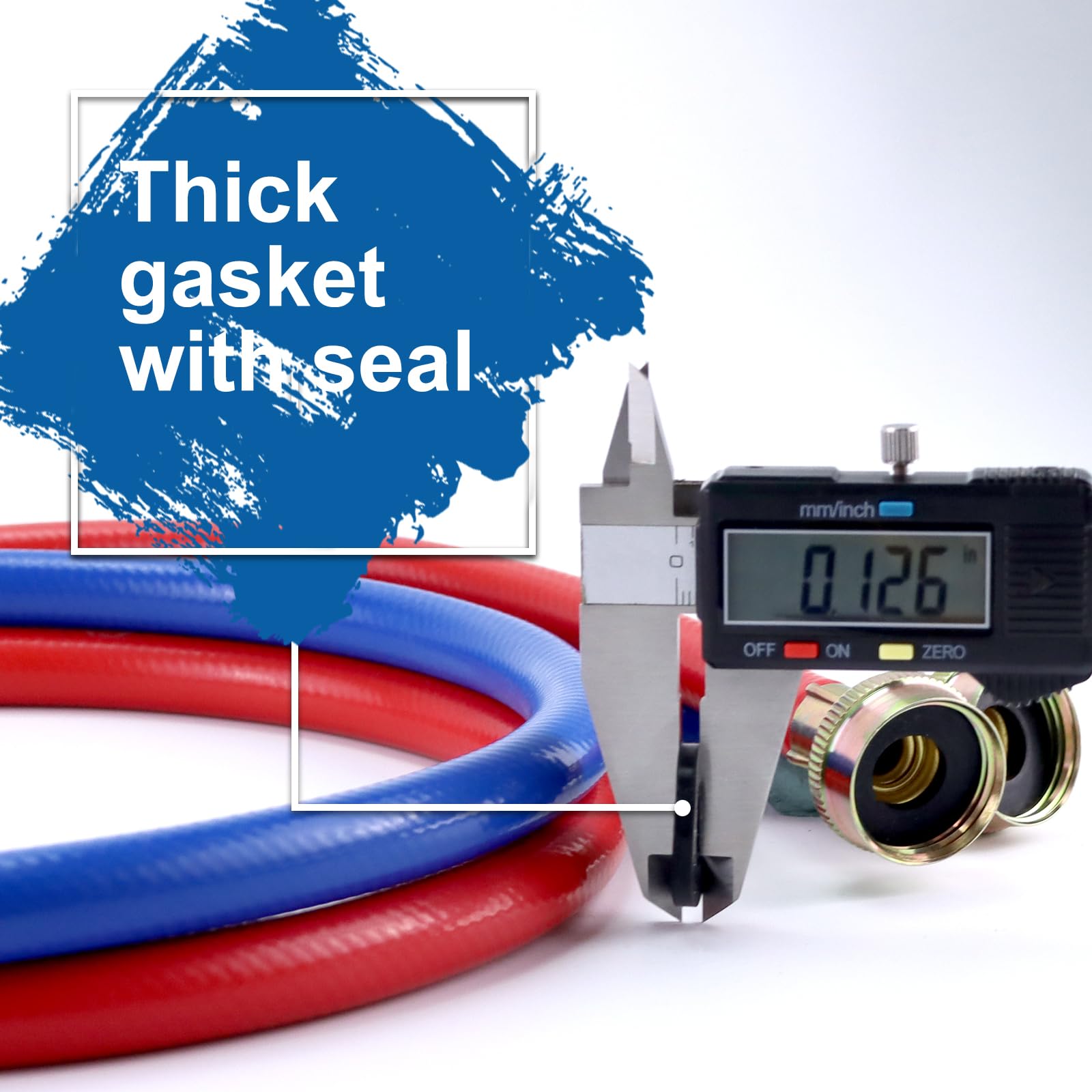 Washer Hoses 4FT,Rubber Washing Machine Hoses 3/4 Washer Machine Hoses 2 packs,Burst Proof Water Supply Lines ​for Hot and Cold Water Washer Hoses,Universal for All Standard Wash Machines-by MIFLUS