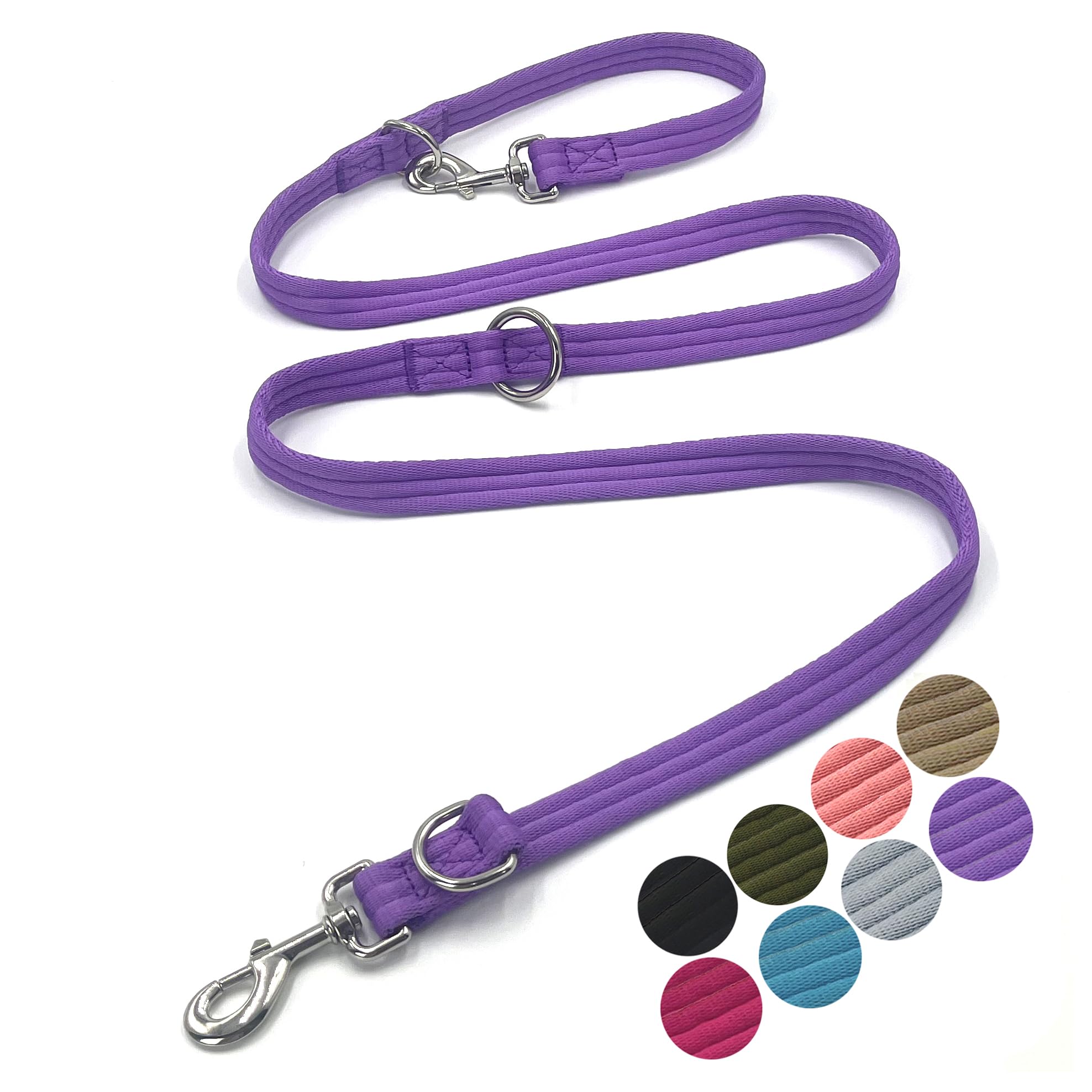 Photo 1 of Dog Leash-Multifunctional Double Ended,for Obedience Training Or Distance Work Easy to Use,Lightweight,Soft&Durable Convertible Hands Free,Crossbody,Over Shoulder (Purple, 2M*2.5CM)