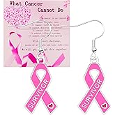 Breast Cancer Awareness Earrings Pink Ribbon Design For Women Breast Cancer Awareness Drop Earrings