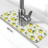 Yellow Lemon Green Leaves Kitchen Sink Splash Guard Faucet Mat Super Absorbent Fast Drying Mat Sink Gadgets-Fast Drying Pad Sink Mat For Kitchen Bathroom (15